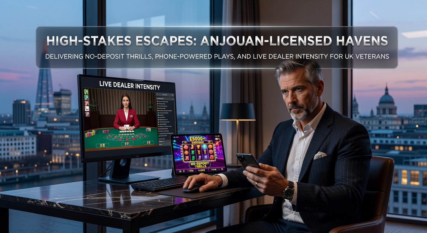 Dynamic image of a high-stakes live dealer blackjack table with chips stacked high and players engaged via mobile screens, evoking the thrill of Anjouan-licensed casino action