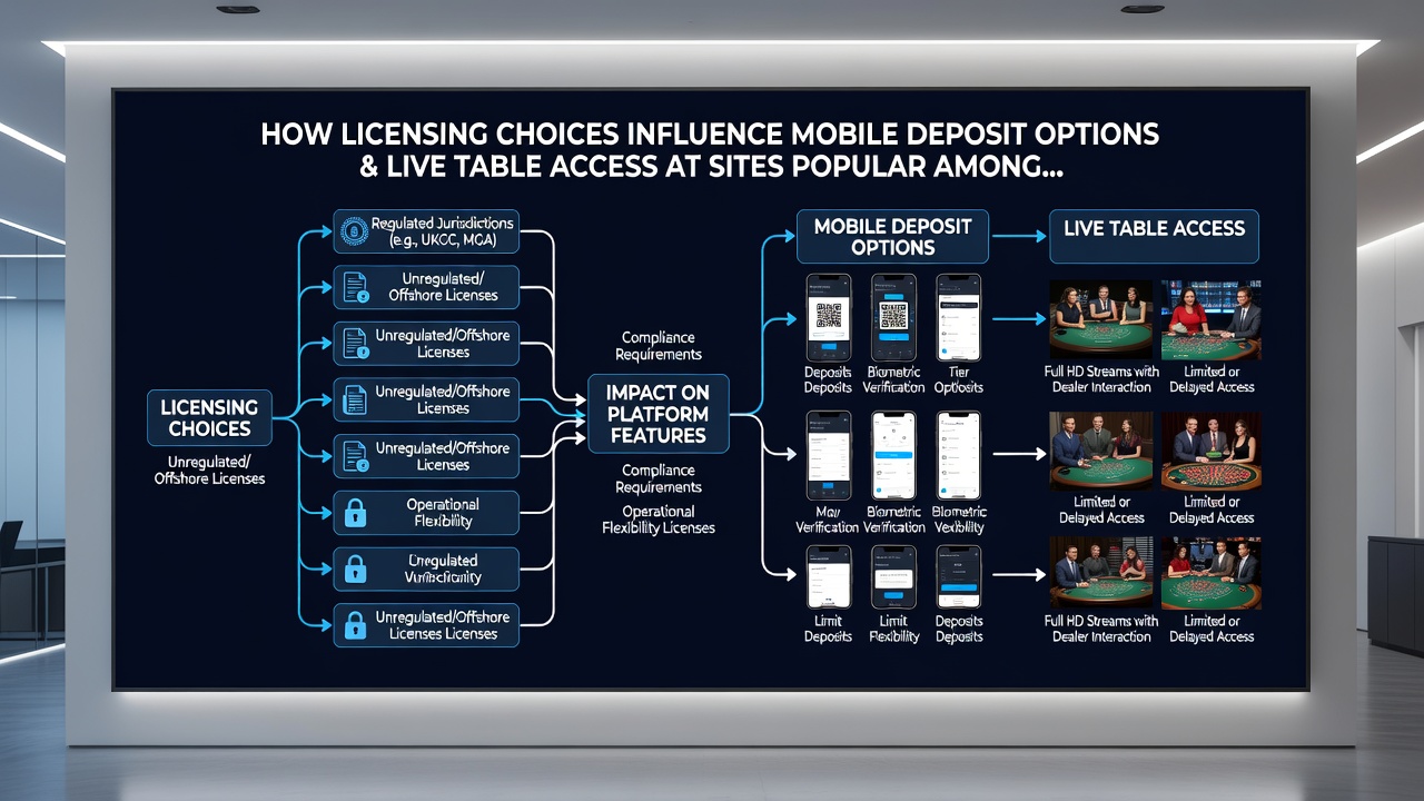Live dealer tables and mobile deposit interfaces on licensed platforms