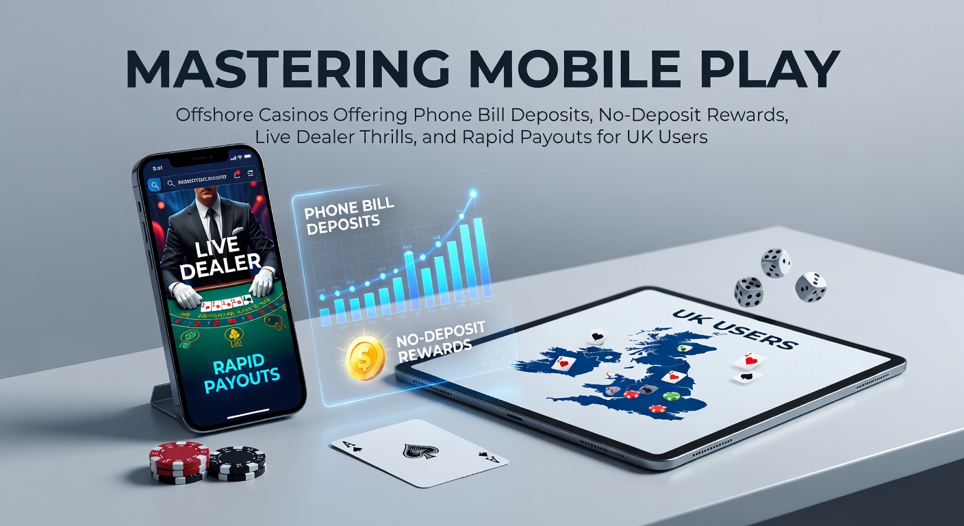 Smartphone displaying a vibrant offshore casino app with phone bill deposit options and live dealer tables active in the background