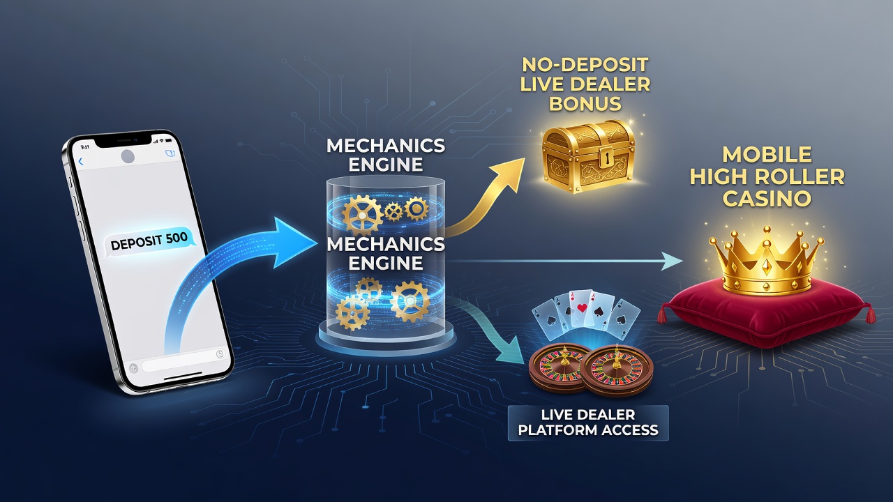 Live dealer casino interface on mobile device with SMS bonus notification overlay