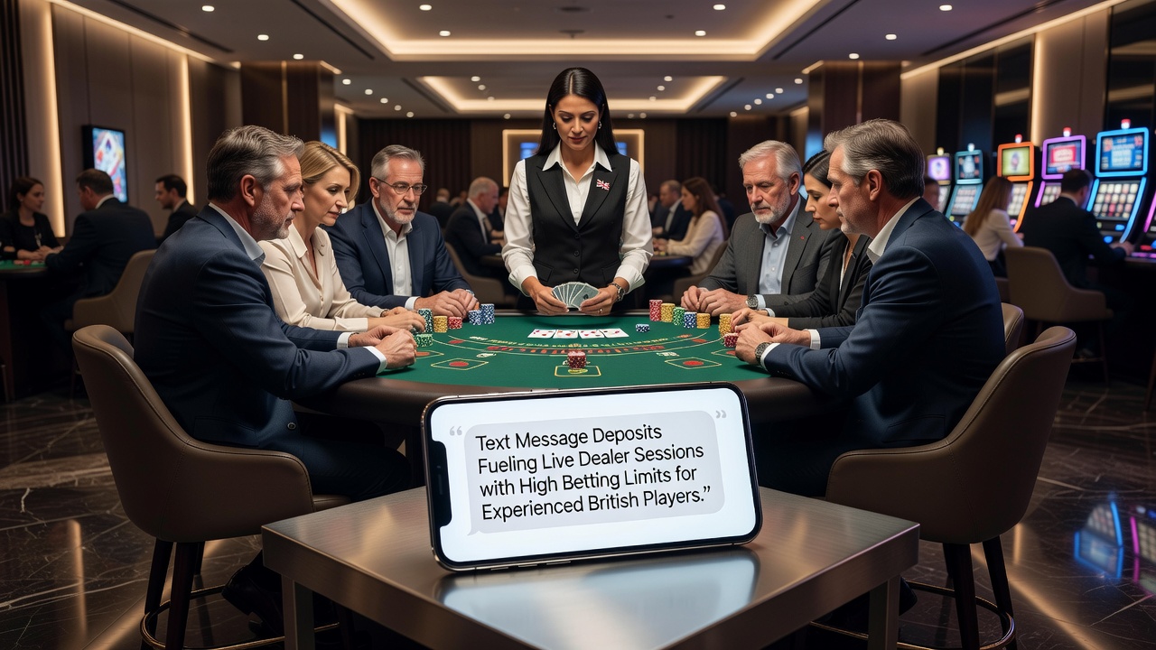 Experienced players at high-limit live dealer blackjack table with SMS deposit confirmation