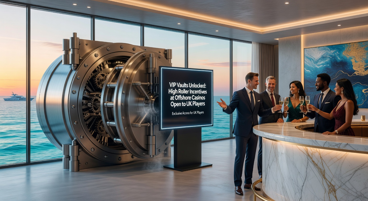 VIP high roller at a private poker table in an offshore casino, with a personal host discussing strategies amid opulent surroundings